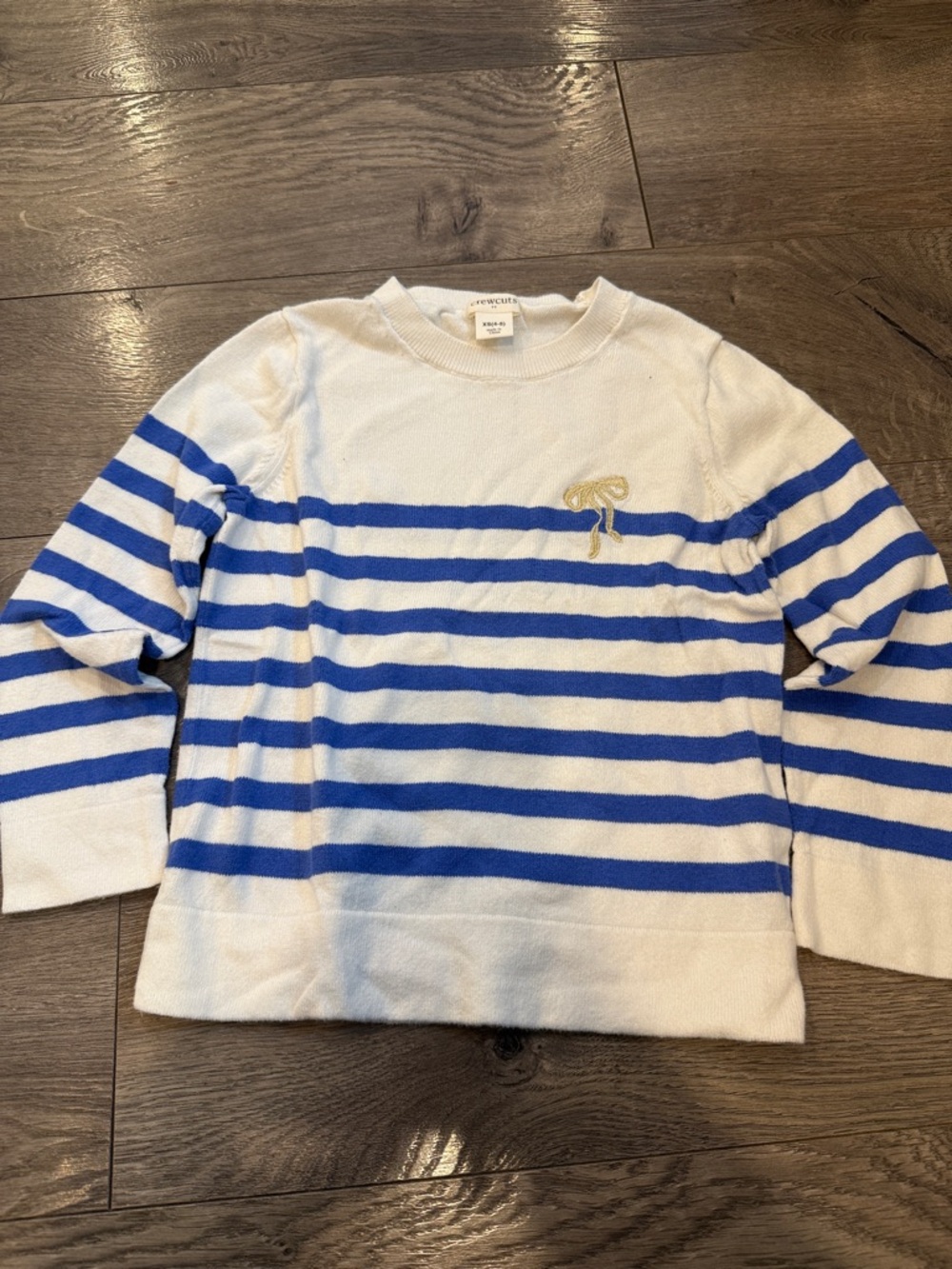 Kids White & Blue Striped Sweater Top